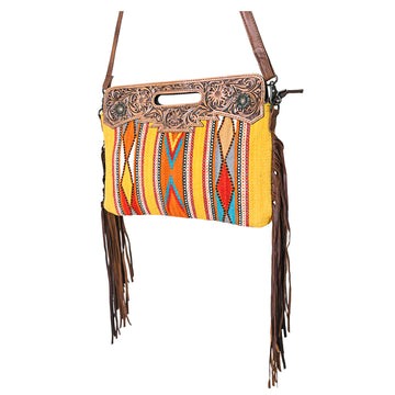 OHLAY KBG302 Clutch Hand Tooled Upcycled Wool Genuine Leather women bag western handbag purse